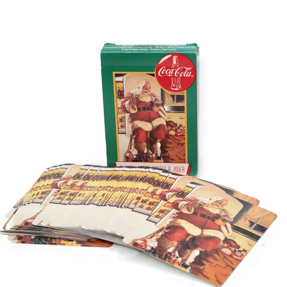 Vintage Coca Cola 1995 Christmas Playing Cards Retro Santa Holidays Made USA